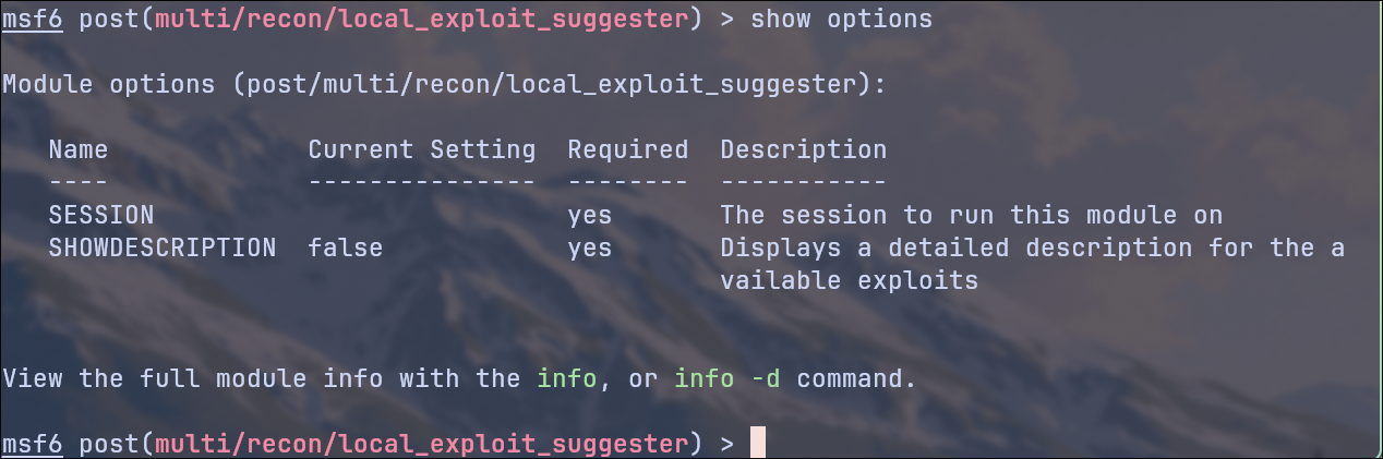 show options